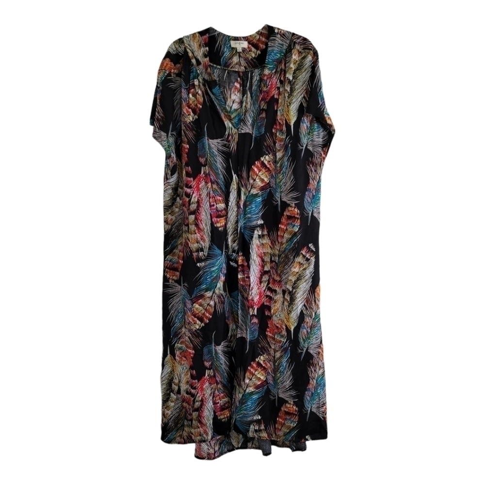 Umgee Boho Flowy Feathers Pattern Multicolor Dust… - image 2